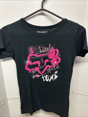Fox Black Tee with Hot Pink Fox Head Graphic